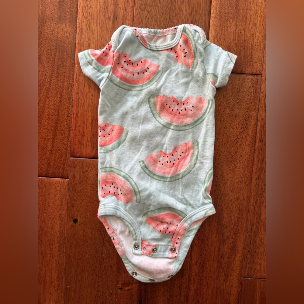 Carter's Watermelon Patterned Baby Onesie - Pink and Green
